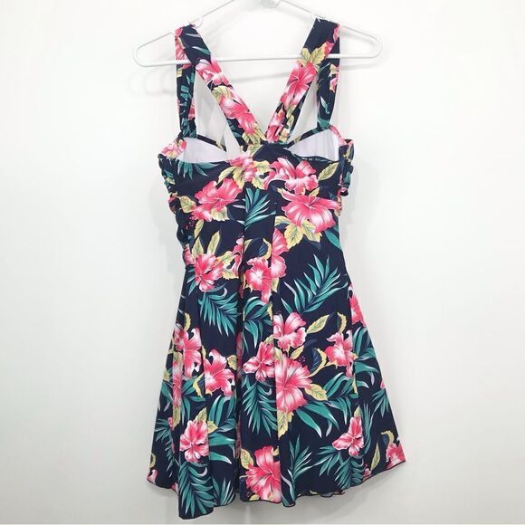 Cocopear Blue Tropical Print Swimsuit Dress -NEW - Picture 4 of 14